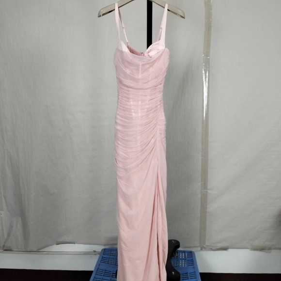 Elegant Pink Evening Dress house of cb lini pink bustier corset slit long xs - Picture 4 of 6